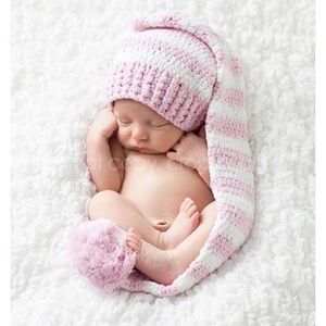 Cozy Pink and White Striped Baby Hat